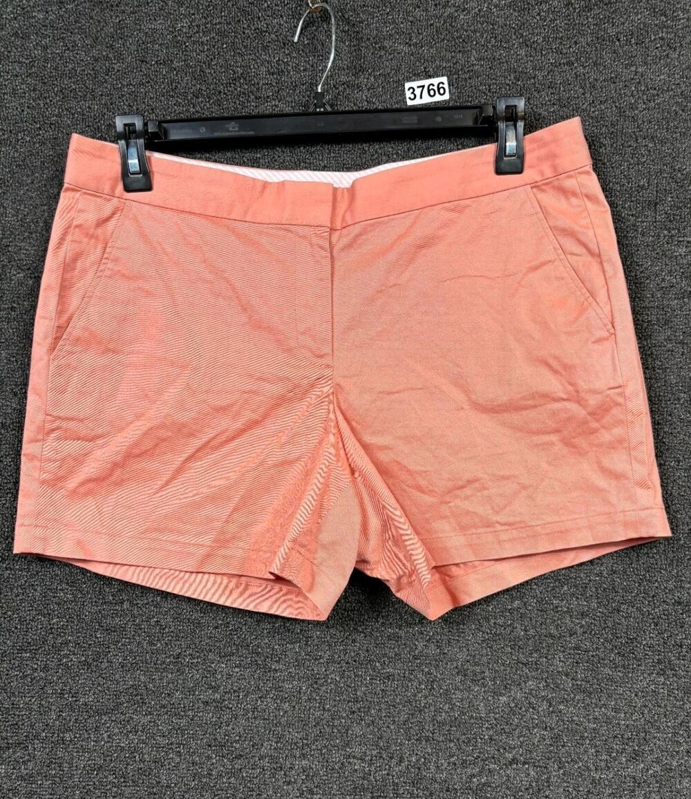 Brooks Brothers Chino Shorts Womens Size 12 Coral Flat Front Cotton Stretch